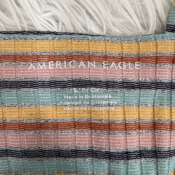 American Eagle Square Neck Ribbed Striped Tank Top Size Small - Picture 4 of 6